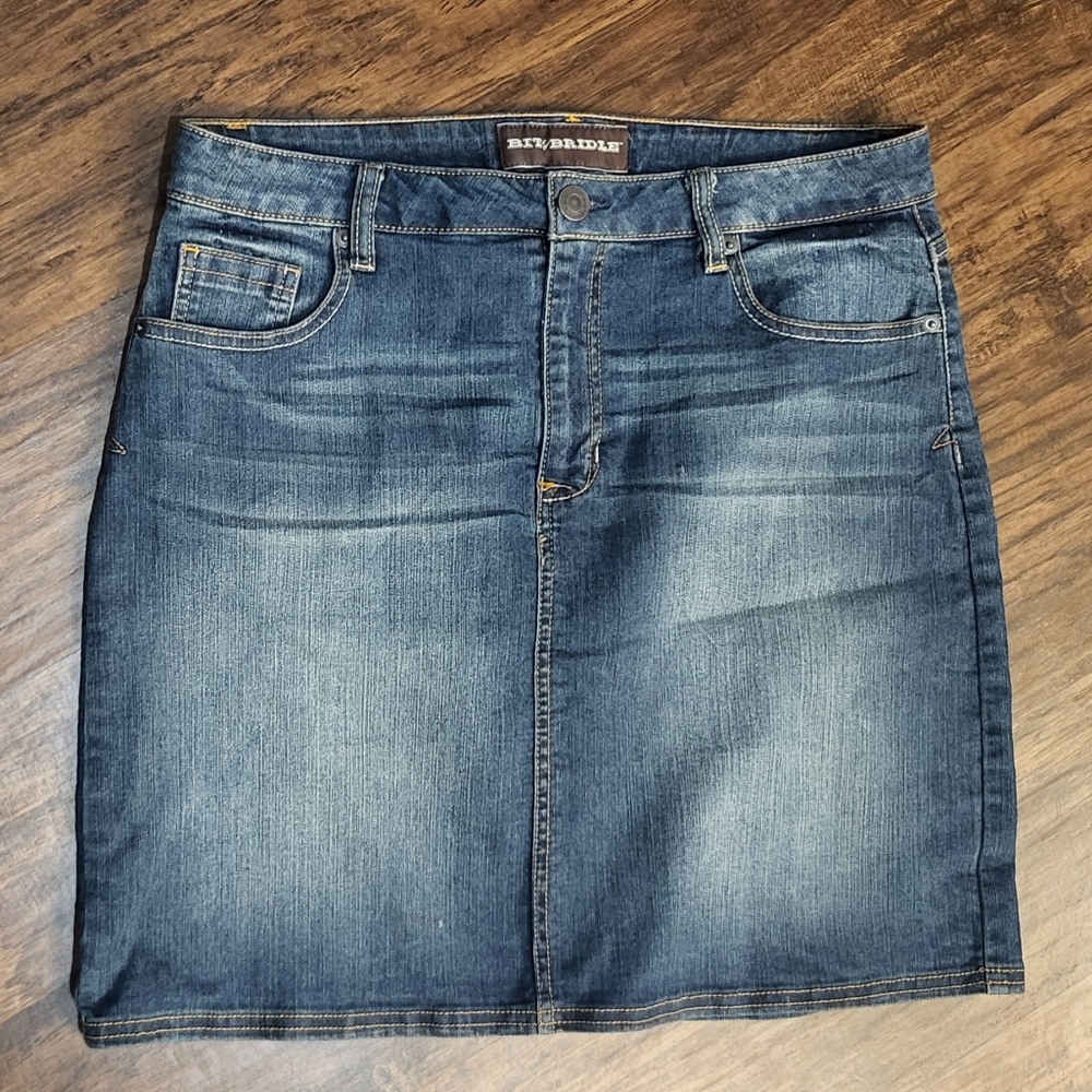 Women's Bit and Bridle Denim Skirt Size 10 Western Modest Western Cowgirl
